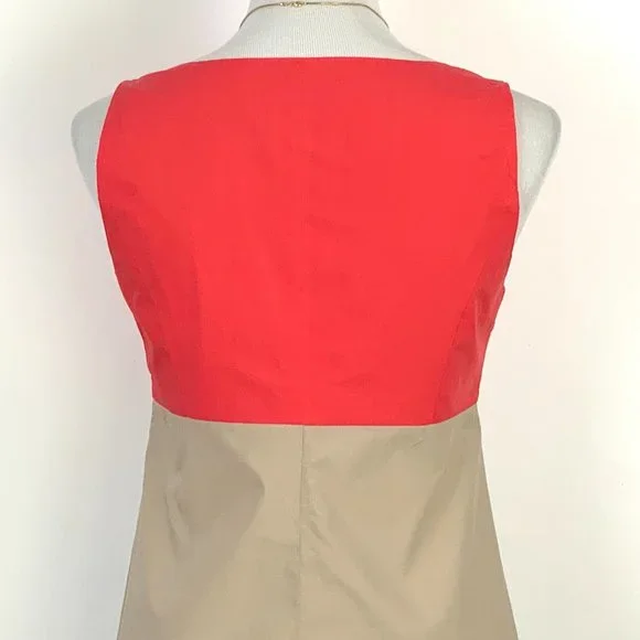 Guglielminotti Archivio '67 Italy Designer Red & Tan Cotton A-Line Dress Sz 6 - Picture 12 of 16